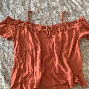 Burnt orange off shoulder top with straps